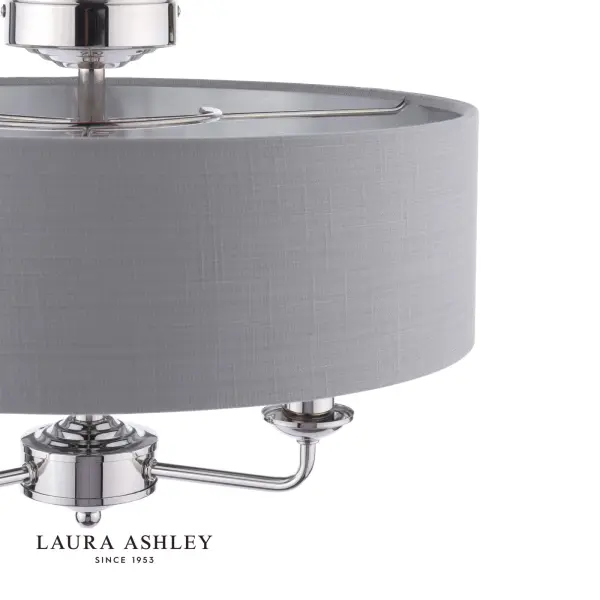 Sorrento Polished Nickel Semi Flush Light C/W Charcoal Shade