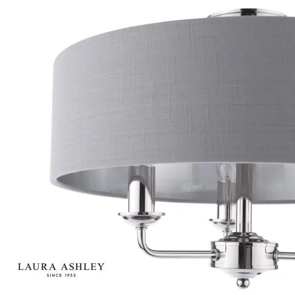 Sorrento Polished Nickel Semi Flush Light C/W Charcoal Shade