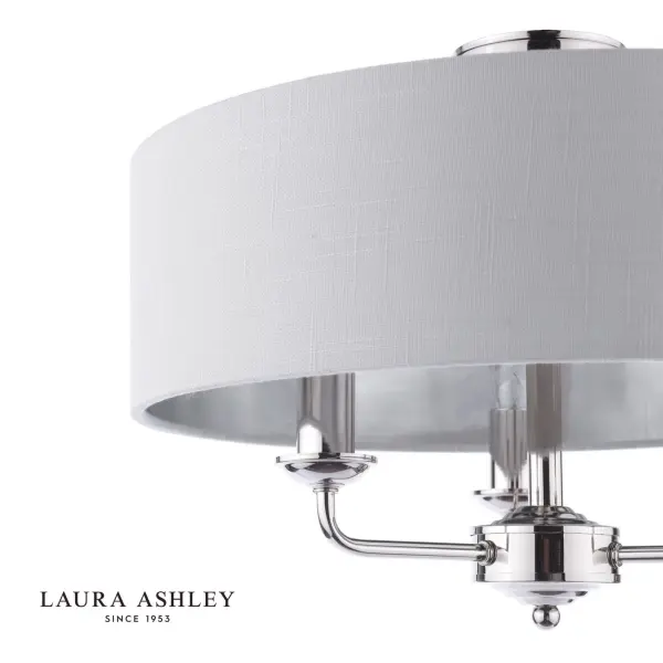Sorrento Polished Nickel Semi Flush Light C/W Silver Shade