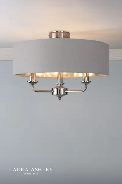 Sorrento Polished Nickel Semi Flush Light C/W Silver Shade