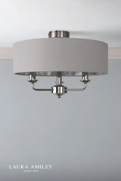 Sorrento Polished Nickel Semi Flush Light C/W Silver Shade