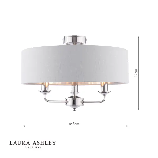 Sorrento Polished Nickel Semi Flush Light C/W Silver Shade