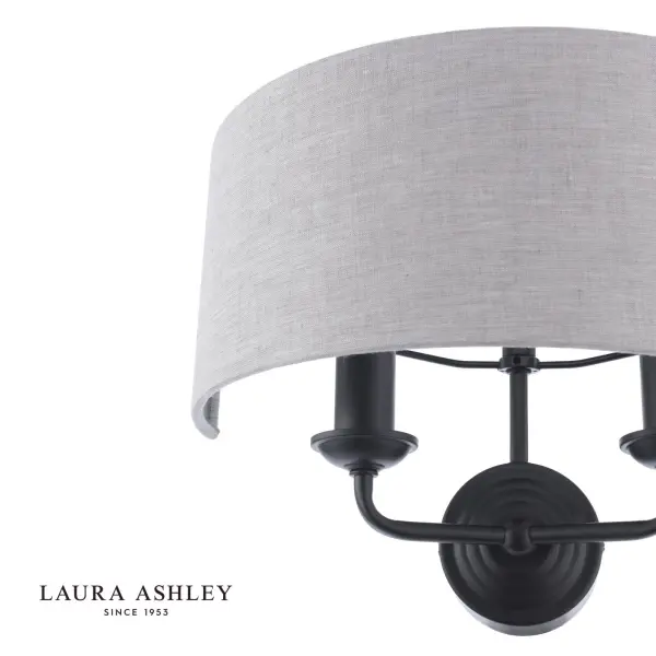 Sorrento Matt Black Wall Light with Natural Shade