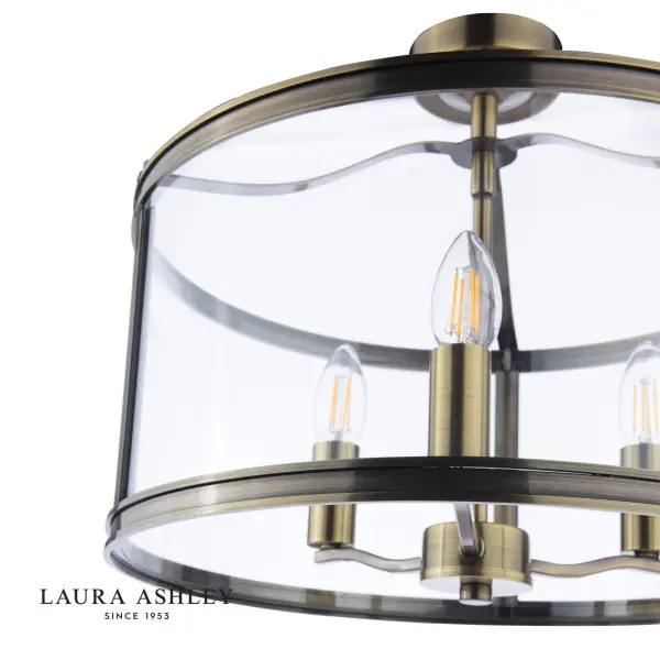 Harrington 3 Light Semi Flush in Antique Brass