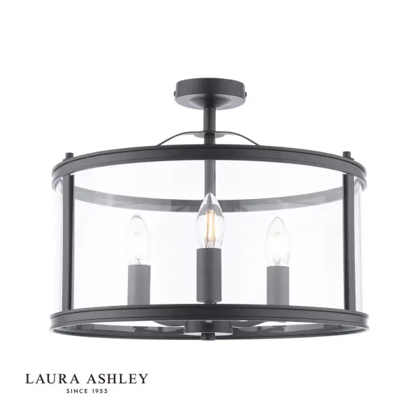 Harrington 3 Light Semi Flush in Matt Black
