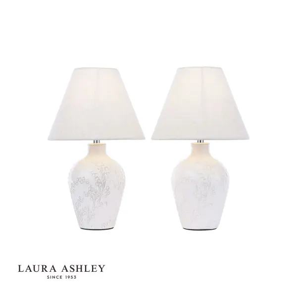 Pussywillow Twin Pack Cream Table Lamp C/W Shades