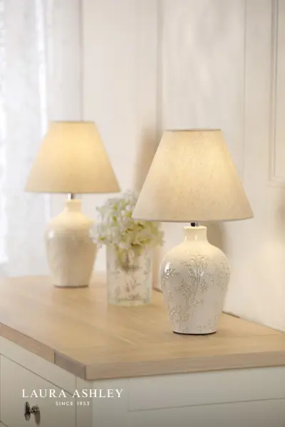 Pussywillow Twin Pack Cream Table Lamp C/W Shades