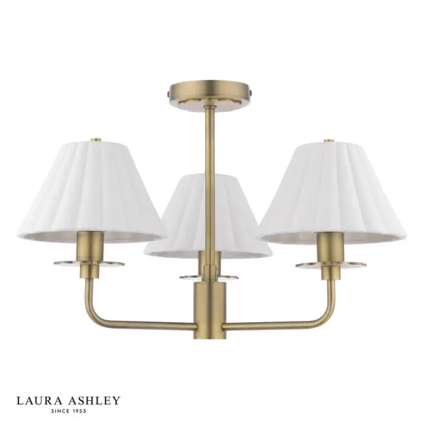 Mixbury 3 Light Semi Flush in Antique Brass