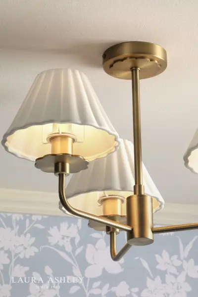 Mixbury 3 Light Semi Flush in Antique Brass