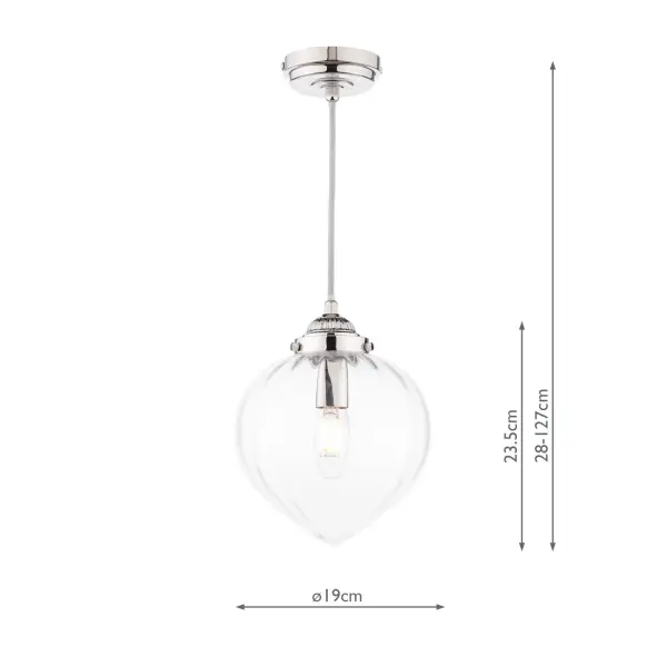 Whitham Polished Nickel & Glass Single Pendant