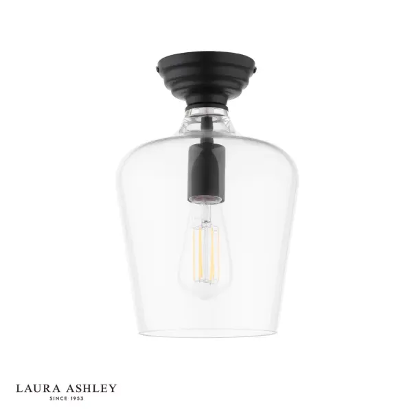 Ockley Matt Black Semi Flush Fitting C/W Clear Glass