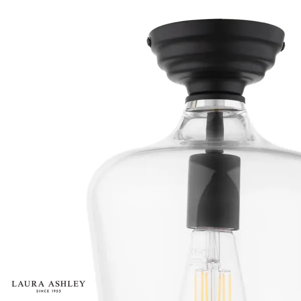 Ockley Matt Black Semi Flush Fitting C/W Clear Glass