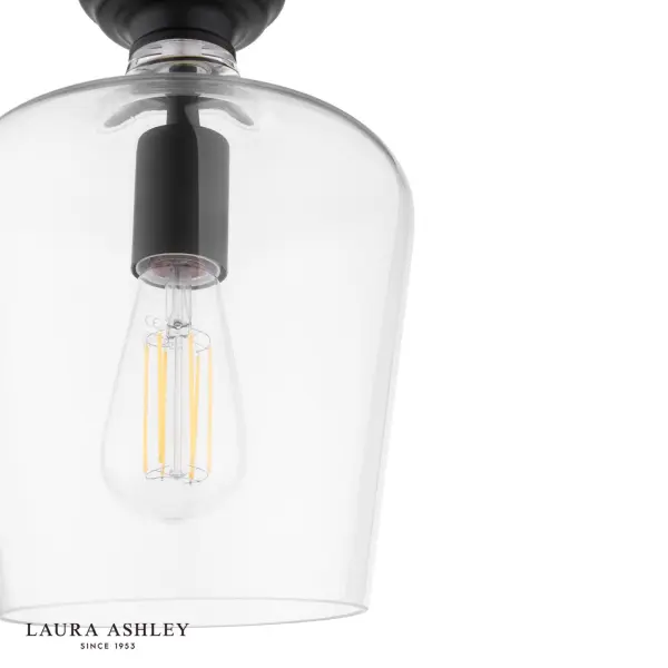 Ockley Matt Black Semi Flush Fitting C/W Clear Glass