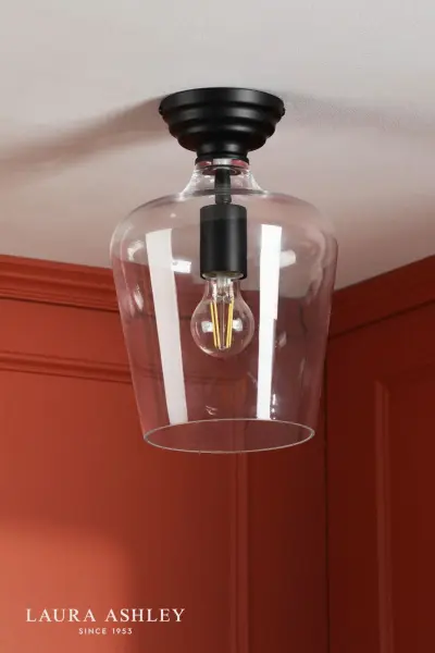 Ockley Matt Black Semi Flush Fitting C/W Clear Glass