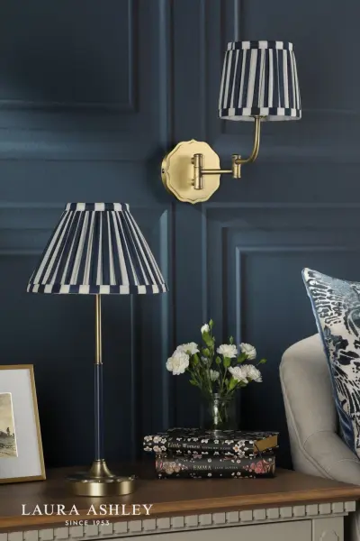 Denwick Antique Brass Wall Light C/W Blue Shade