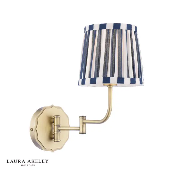 Denwick Antique Brass Wall Light C/W Blue Shade