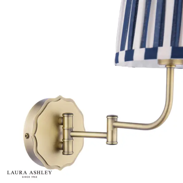 Denwick Antique Brass Wall Light C/W Blue Shade