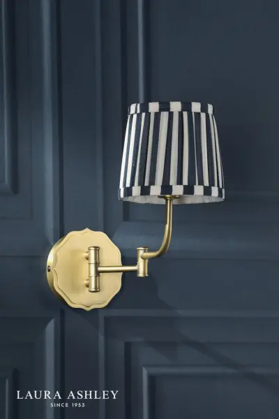 Denwick Antique Brass Wall Light C/W Blue Shade