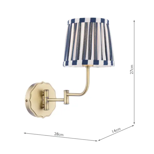 Denwick Antique Brass Wall Light C/W Blue Shade