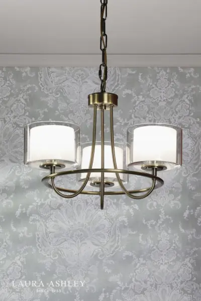 Southwell 3 Light Pendant in Antique Brass & Opal Glass