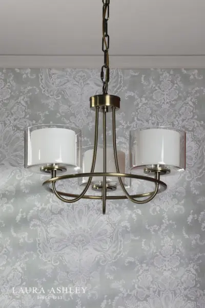 Southwell 3 Light Pendant in Antique Brass & Opal Glass