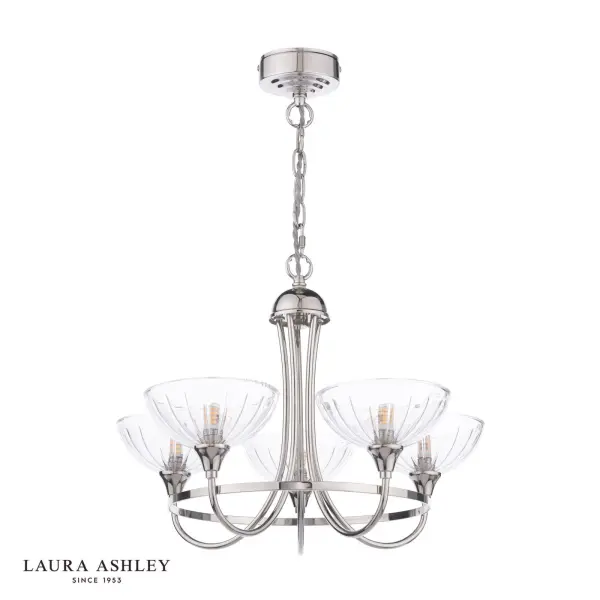 Wellham 5 Light Polished Nickel Pendant