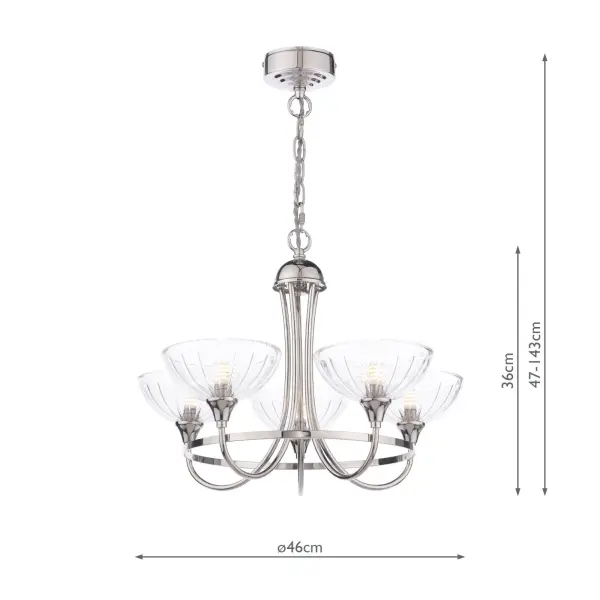 Wellham 5 Light Polished Nickel Pendant