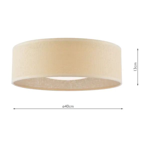 Buckenham 2 Light Flush Rattan Fitting with Diffuser