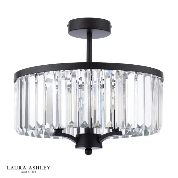 Elkwood 3 Light Semi Flush Fitting in Black