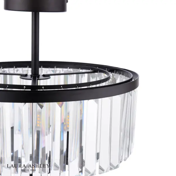 Elkwood 3 Light Semi Flush Fitting in Black