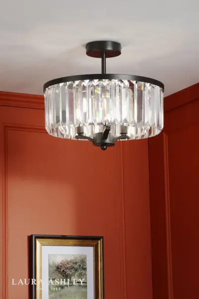 Elkwood 3 Light Semi Flush Fitting in Black