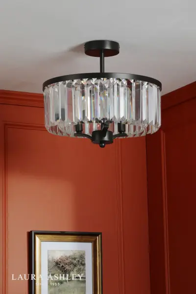 Elkwood 3 Light Semi Flush Fitting in Black