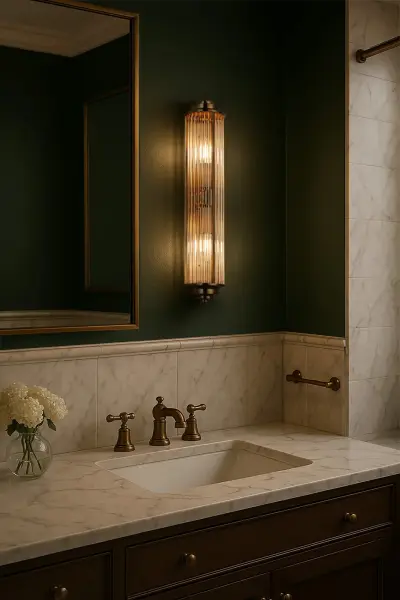 Appeal Large Flush Wall Light in Antique Brass IP44