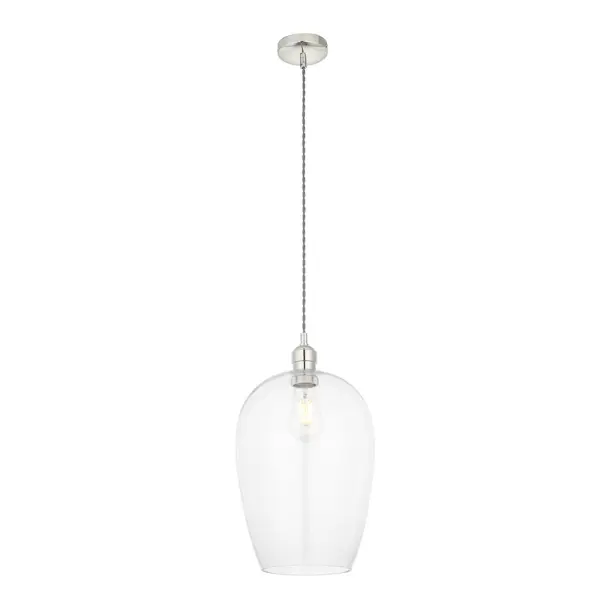 Molly Polished Nickel Large Clear Glass Pendant