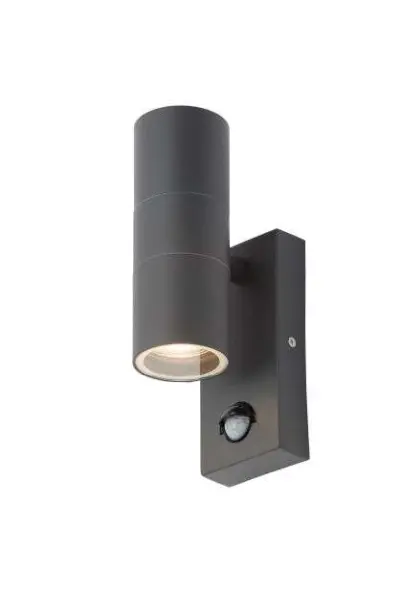 Leto Up and Down PIR Wall Light in Anthracite Finish