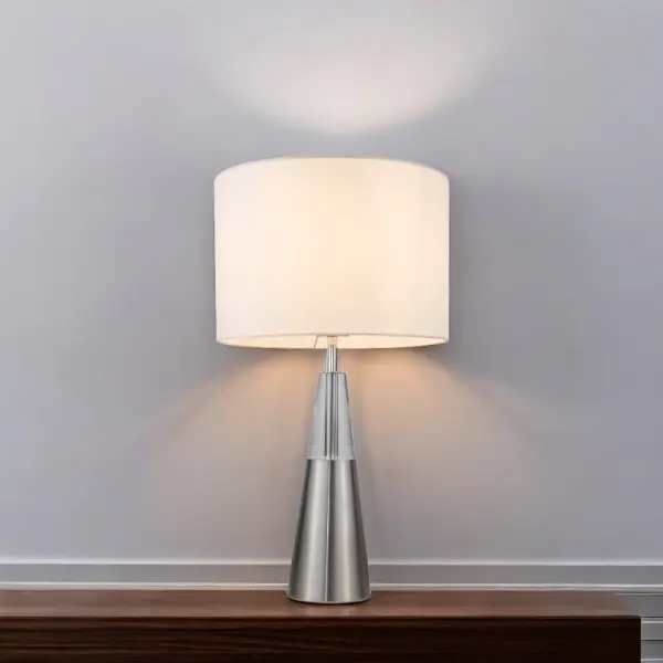 Lola Satin Chrome Table Lamp C/W Shade