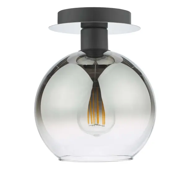Lycia Matt Black Semi Flush Fitting with Smoked Ombre Glass