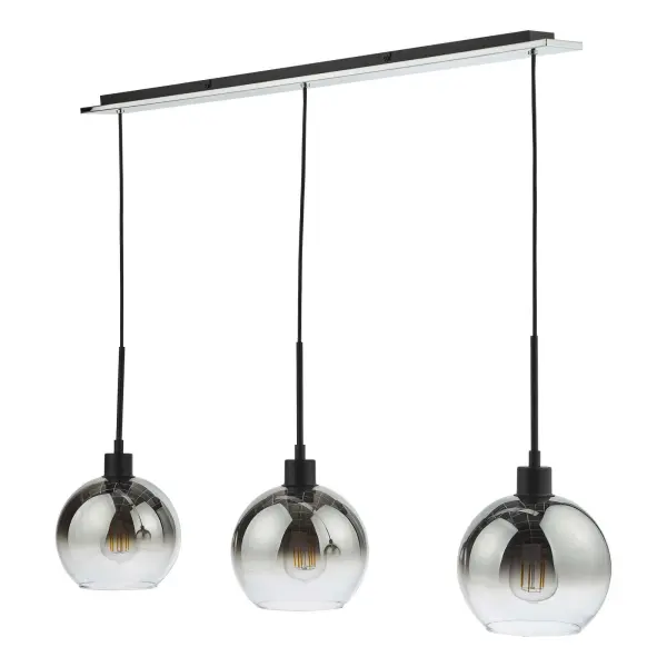 Lycia 3 Light Bar Pendant in Matt Black with Ombre Glass