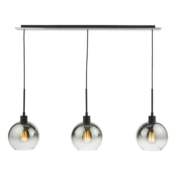 Lycia 3 Light Bar Pendant in Matt Black with Ombre Glass
