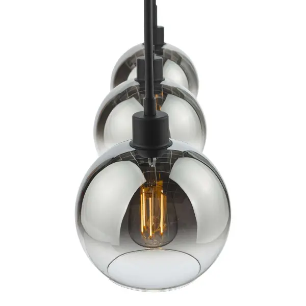 Lycia 3 Light Bar Pendant in Matt Black with Ombre Glass