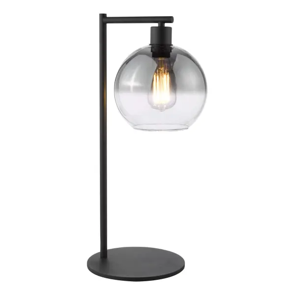 Lycia Matt Black Table Lamp C/W Smoked Ombre Glass