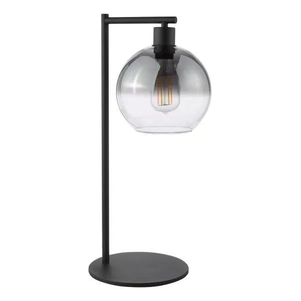 Lycia Matt Black Table Lamp C/W Smoked Ombre Glass