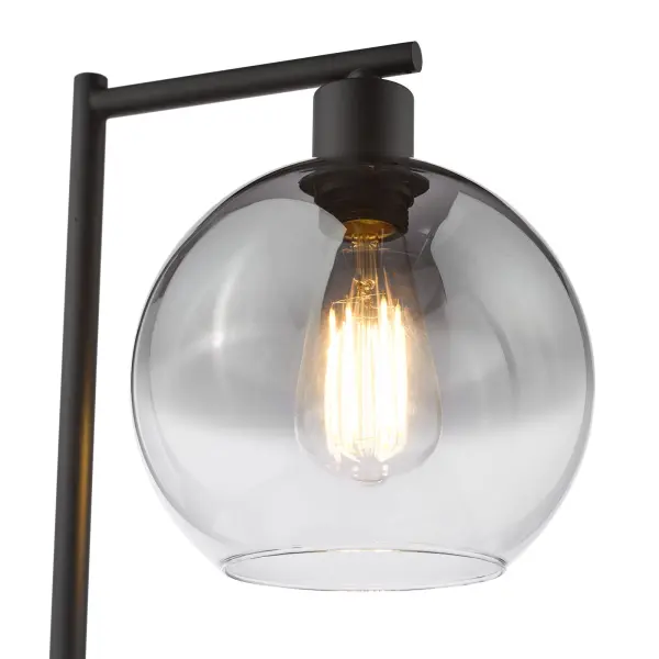 Lycia Matt Black Table Lamp C/W Smoked Ombre Glass