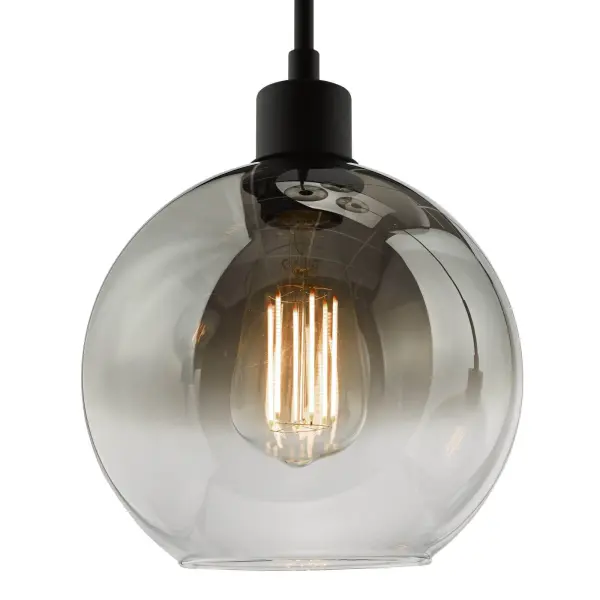 Lycia 3 Light Matt Black Cluster Pendant with Smoked Ombre Glass