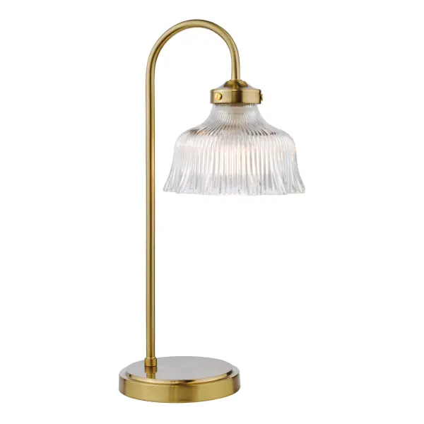 Maude Natural Brass & Ribbed Glass Table Lamp