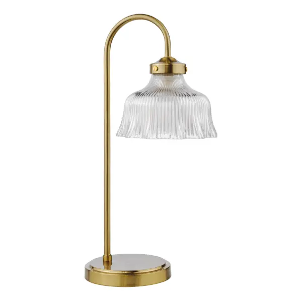 Maude Natural Brass & Ribbed Glass Table Lamp