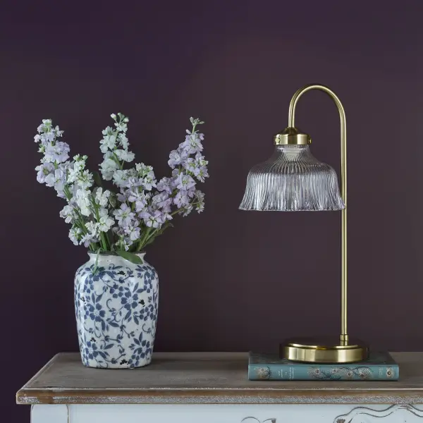 Maude Natural Brass & Ribbed Glass Table Lamp
