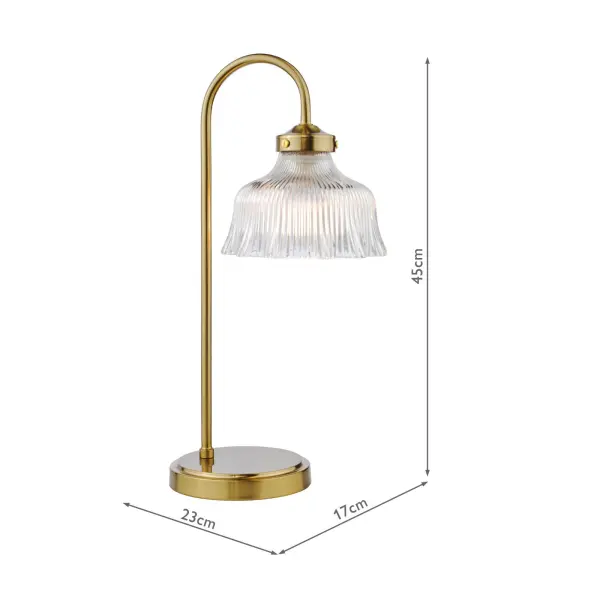 Maude Natural Brass & Ribbed Glass Table Lamp