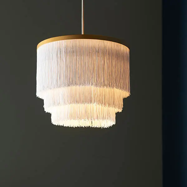 Single Gold & White Fringe Pendant
