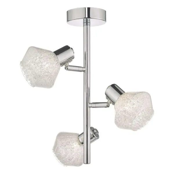 Dar Lighting MEE5350 Meela 3lt Semi Flush Polished Chrome & Glass ...
